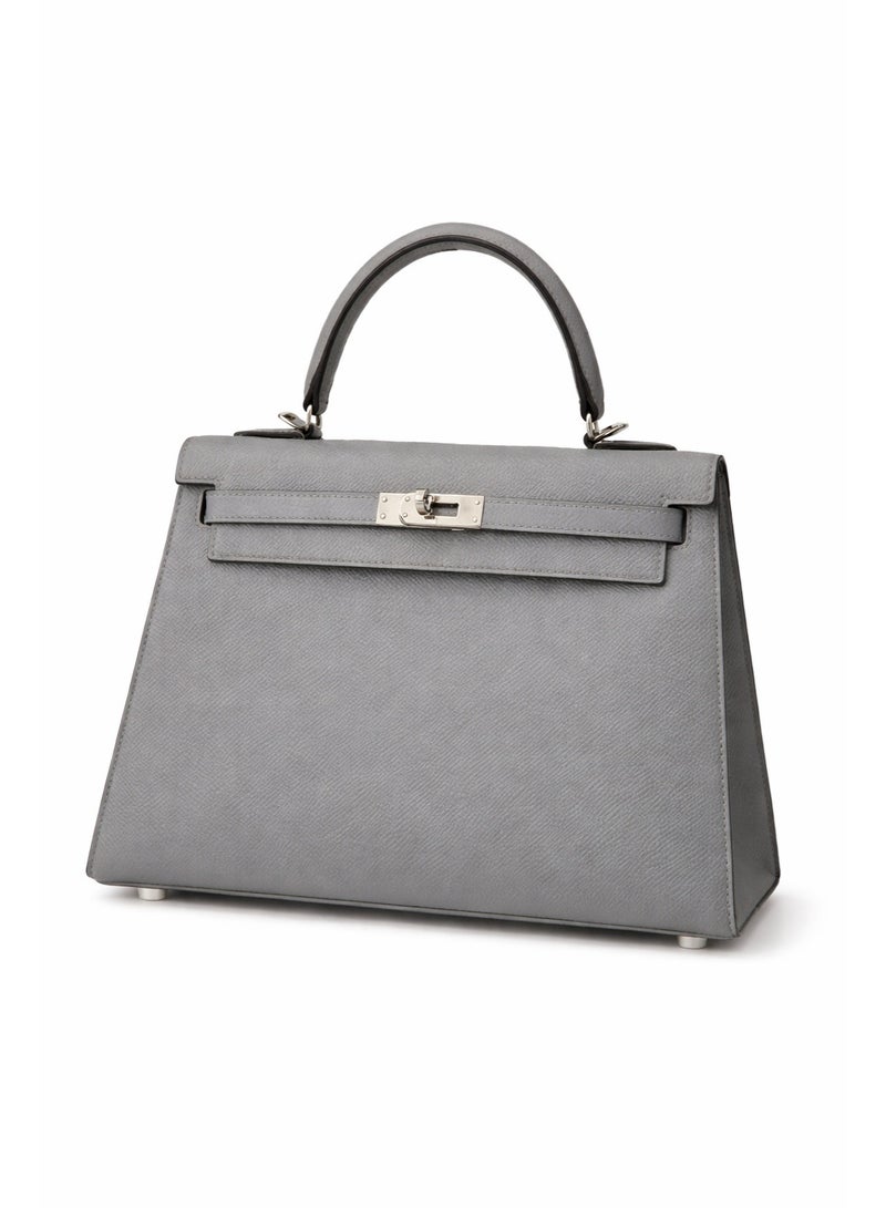 Slate Grey Structured Premium Leather Handbag